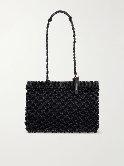 JIL SANDER Tangle Net satin and cotton cord shoulder bag
