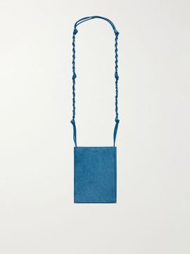 JIL SANDER Tangle small leather-trimmed suede shoulder bag