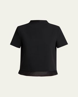 Jil Sander Textured Wool Back-Cutout Crewneck Sweater
