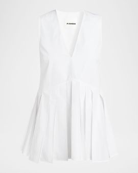 Jil Sander V-Neck Pleated Peplum Top