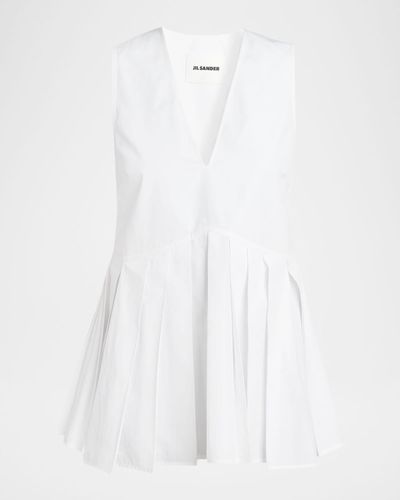 Jil Sander V-Neck Pleated Peplum Top