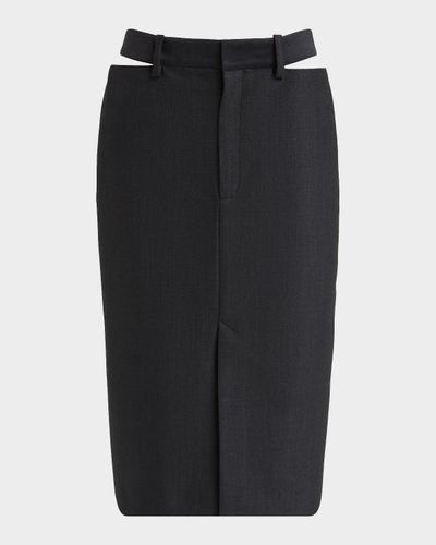 Jil Sander Waist-Cutout Wool Suiting Skirt