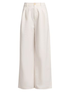 Jil Sander Women's Cotton Crease-Front Wide-Leg Trousers