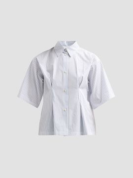 Jil Sander Women's Pinstripe Cotton Poplin Short-Sleeve Shirt