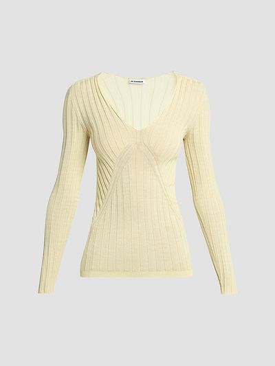 Jil Sander Women's Rib-Knit Cashmere-Silk Sweater