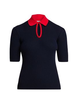 Jil Sander Women's Rib-Knit Wool Polo Shirt