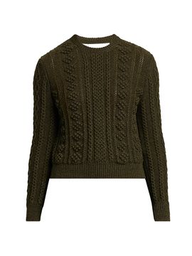 Jil Sander Women's Textured Wool Back-Cutout Crewneck Sweater