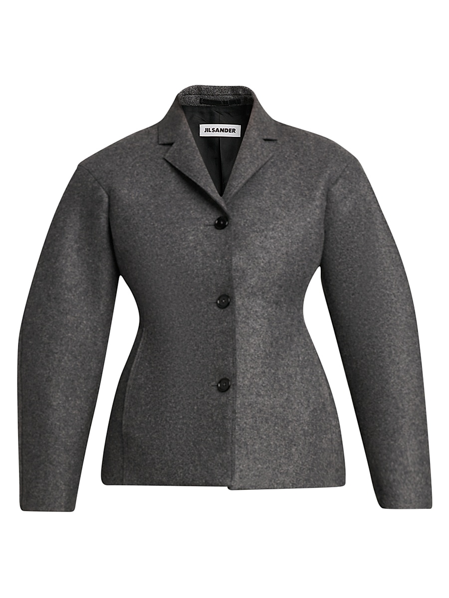 Jil Sander - Women's Wool Melange Tapered-Waist Single-Breasted Jacket