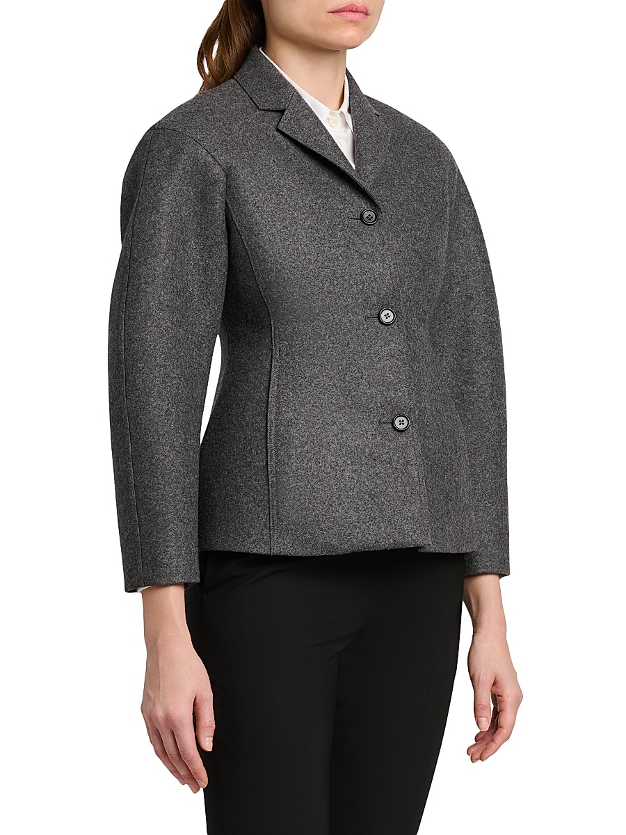 Jil Sander - Women's Wool Melange Tapered-Waist Single-Breasted Jacket