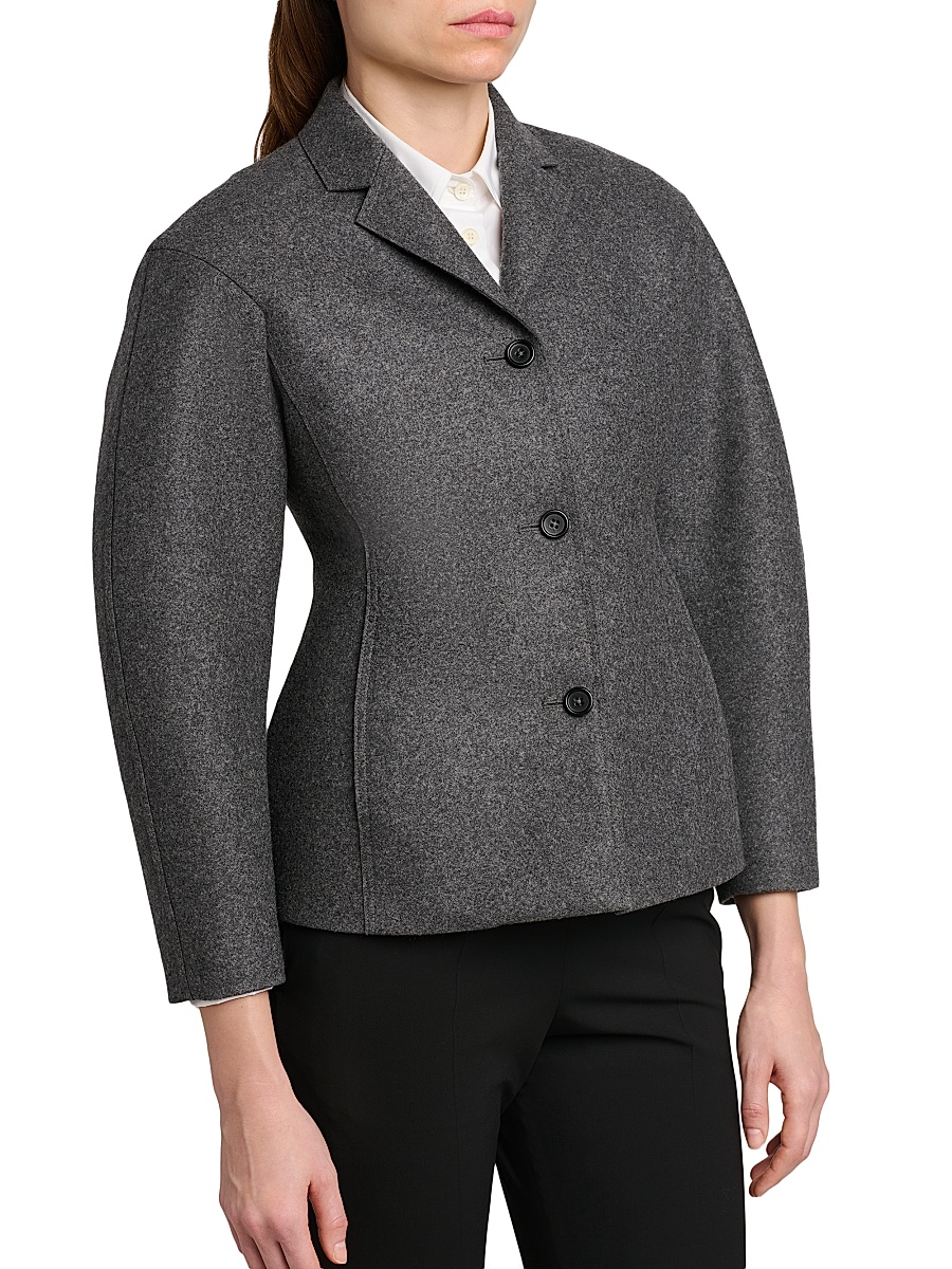 Jil Sander - Women's Wool Melange Tapered-Waist Single-Breasted Jacket