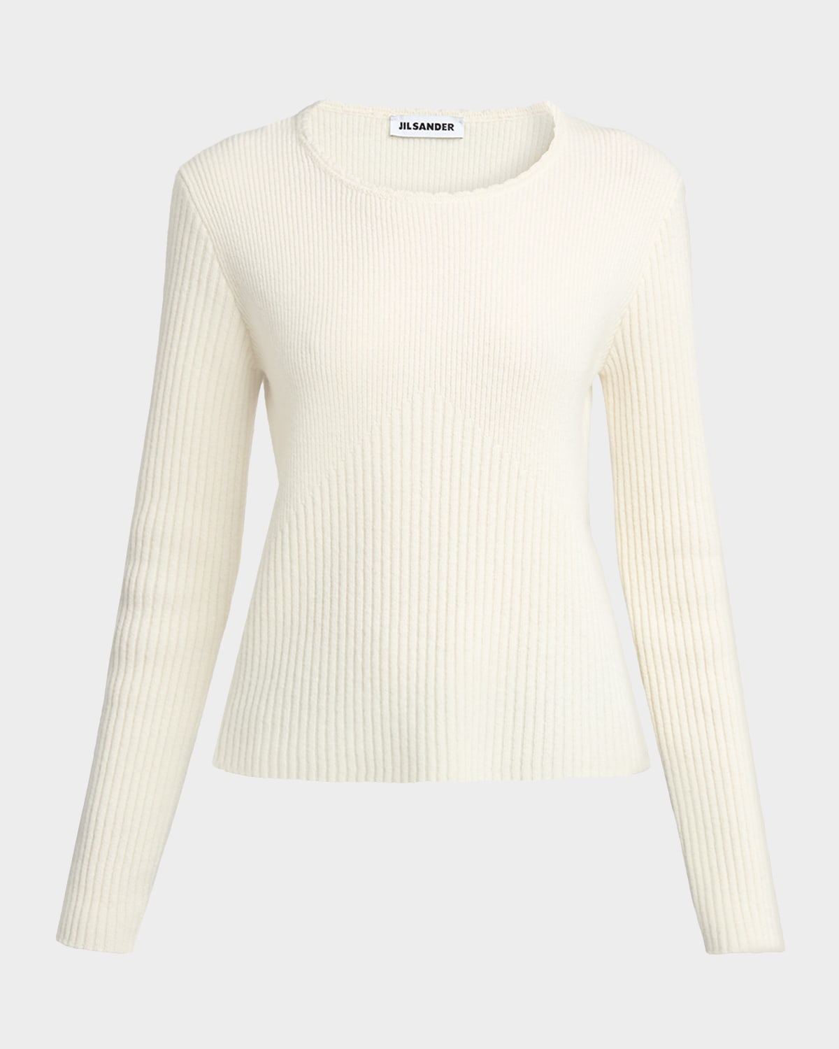 Jil Sander Wool-Cashmere Rib Crewneck Sweater