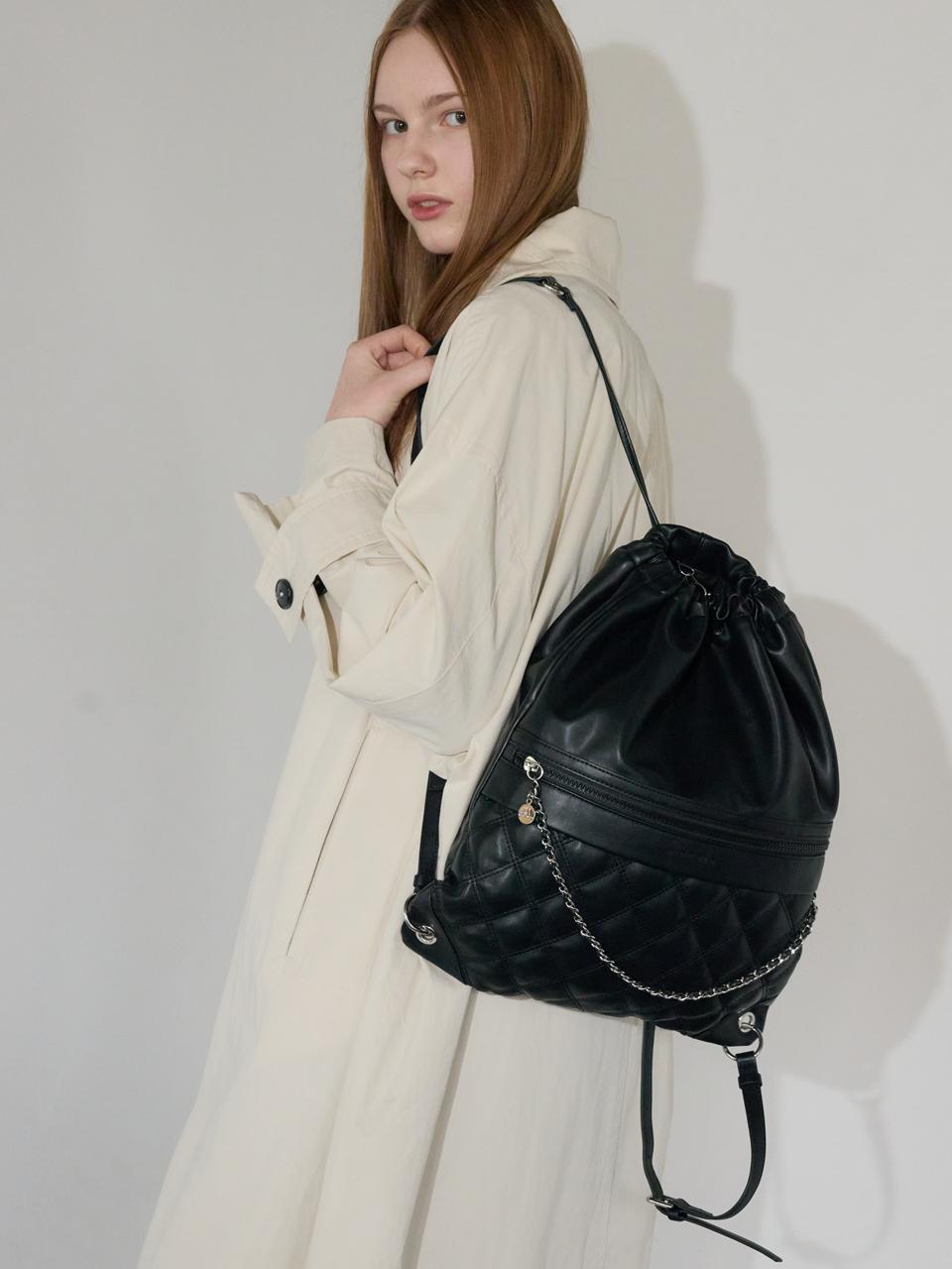 JILL BY JILLSTUART [Anna] Quilting Chain String Backpack(JLBA4F020BK)