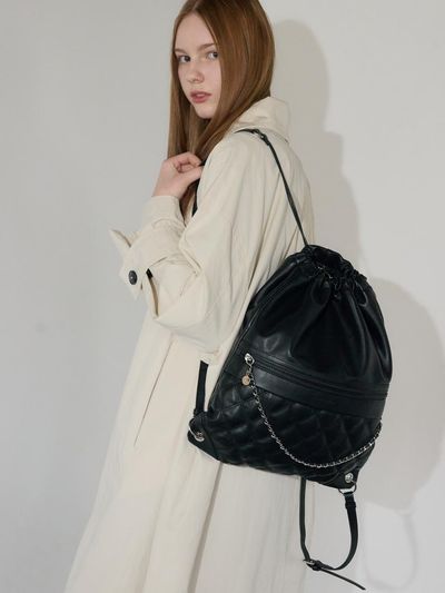 JILL BY JILLSTUART [Anna] Quilting Chain String Backpack(JLBA4F020BK)