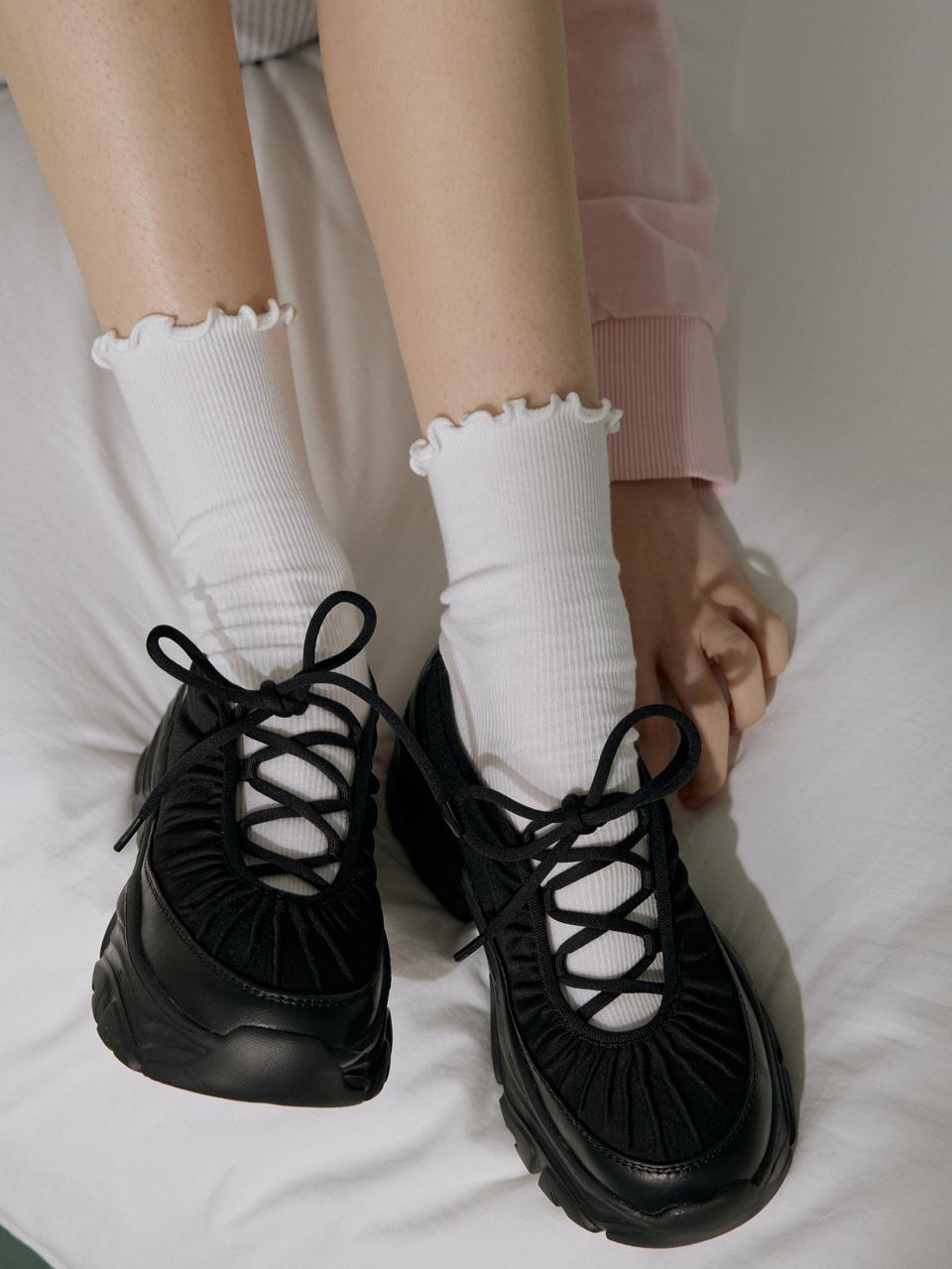 JILL BY JILLSTUART CASSIA Shirring Platform Sneakers [Black] (JLSO5E207BK)