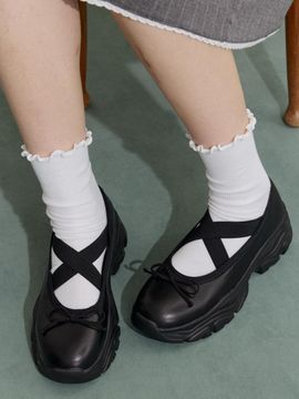 JILL BY JILLSTUART [MARI] Ribbon Mary Jane Platform Sneakers [Black] (JLSO5E203BK)