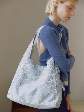 JILLSTUART Blue Jacquard Ribbon Point Big Shoulder Bag