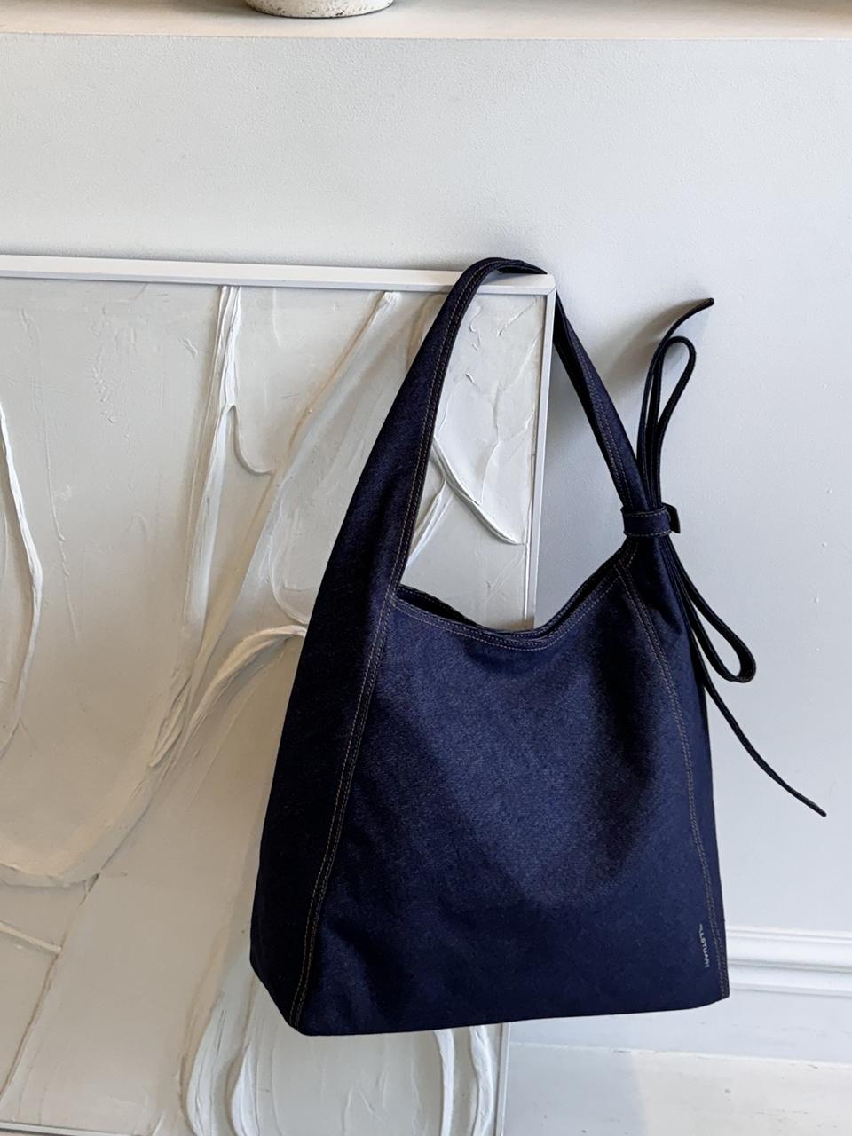 JILLSTUART Dark denim ribbon point big shoulder bag