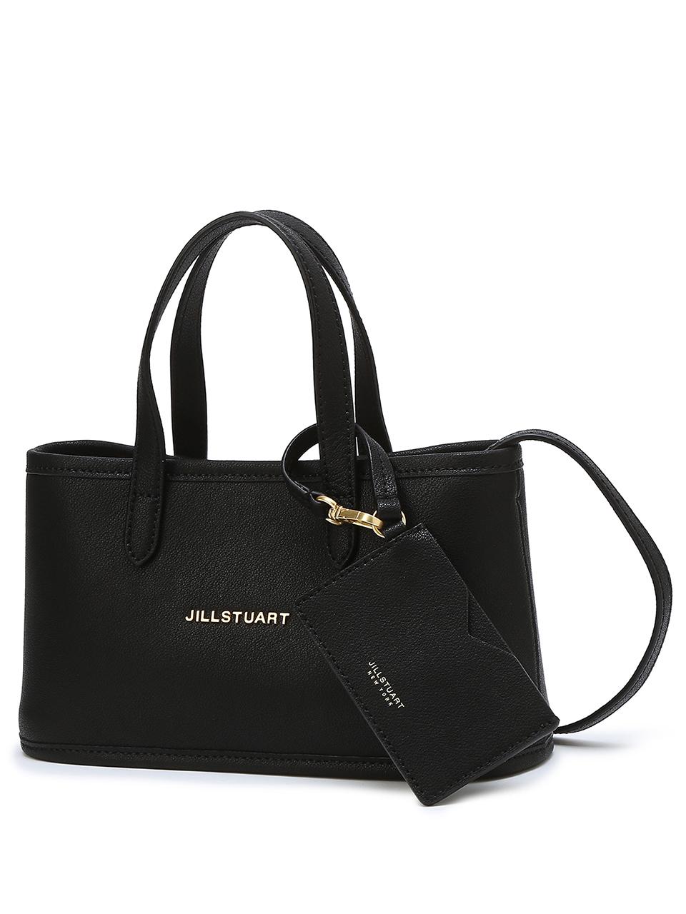 JILLSTUART Logo-embellished Mini Leather Cowhide Tote and Crossbody Bag [Black] (JAWA5E655BK)