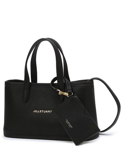 JILLSTUART Logo-embellished Mini Leather Cowhide Tote and Crossbody Bag [Black] (JAWA5E655BK)