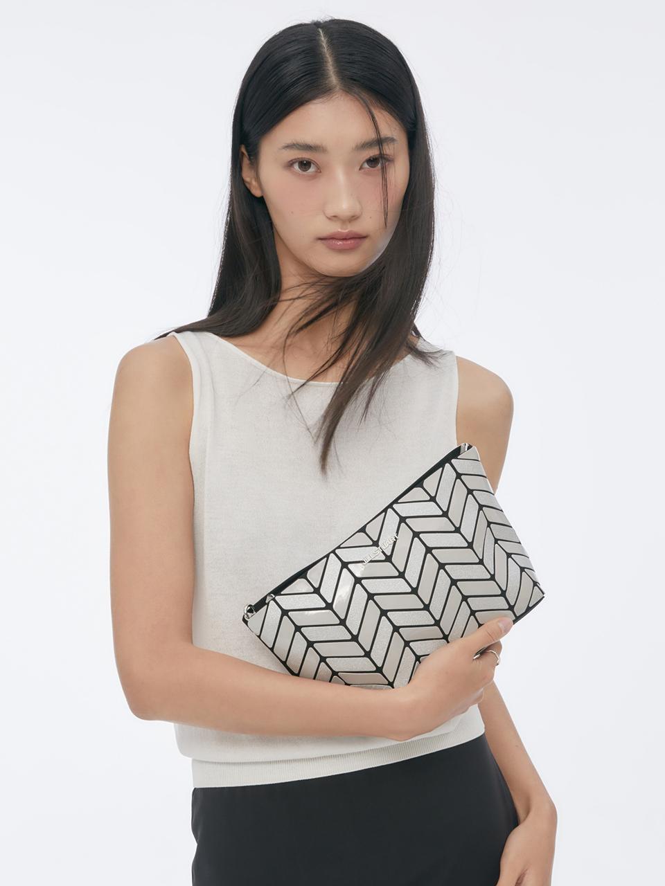 JILLSTUART [Musebag] Light Gray Multi-Color Cross and Clutch