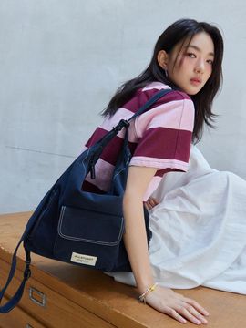 JILLSTUART Navy canvas stitch hobo backpack and shoulder Bag