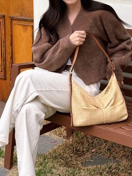 JILLSTUART Raffia Fabric Bow Shirring M Shoulder Bag (JABA5E208I2)