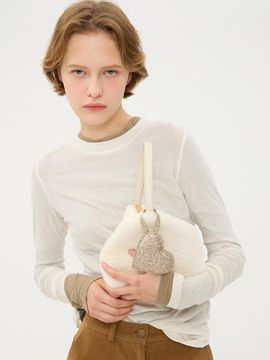 JILLSTUART STELLA Eco-Fur Shining Heart Charm Bokjori Bag [Ivory] (JABA4F453IV)