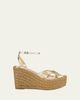 Jimmy Choo 100mm Korra Metallic Leather Espadrille Platform Sandals - 1