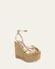 Jimmy Choo 100mm Korra Metallic Leather Espadrille Platform Sandals - 2
