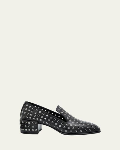 Jimmy Choo 45mm Elliot Grommet Leather Loafers