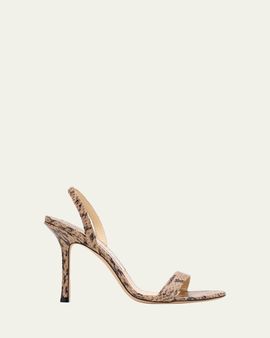 Jimmy Choo 85mm Jenn Snake-Embossed Leather Sandals