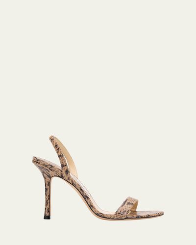 Jimmy Choo 85mm Jenn Snake-Embossed Leather Sandals