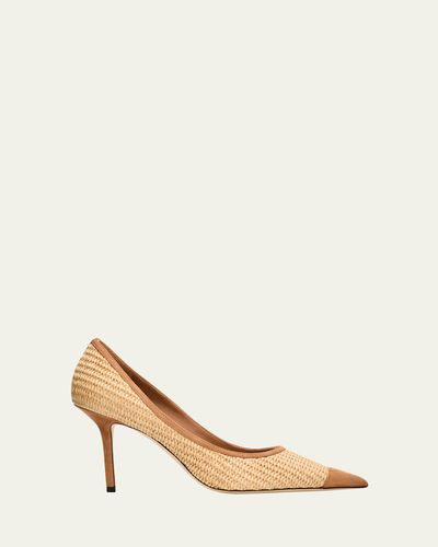 Jimmy Choo 85mm Love Raffia and Suede Pumps