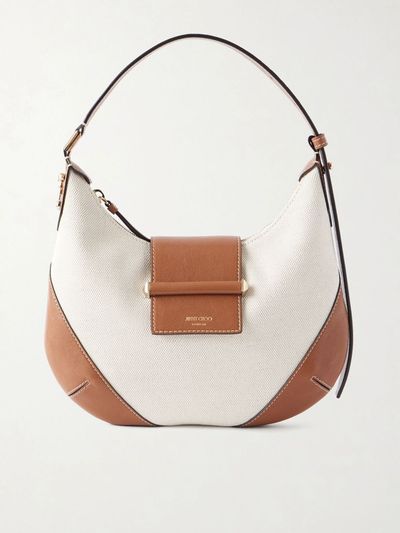 JIMMY CHOO Bar small canvas leather-trim shoulder bag
