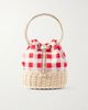 JIMMY CHOO Bon Bon embellished woven raffia checked woven top-handle bag - 1