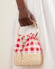 JIMMY CHOO Bon Bon embellished woven raffia checked woven top-handle bag - 2
