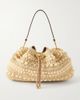 JIMMY CHOO Cinch beaded leather-trimmed woven raffia shoulder bag - 1