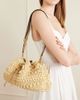 JIMMY CHOO Cinch beaded leather-trimmed woven raffia shoulder bag - 2