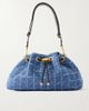 JIMMY CHOO Cinch medium leather-trimmed denim shoulder bag - 1