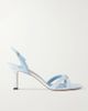 JIMMY CHOO Elsy 70 leather-trimmed canvas slingback sandals - 1