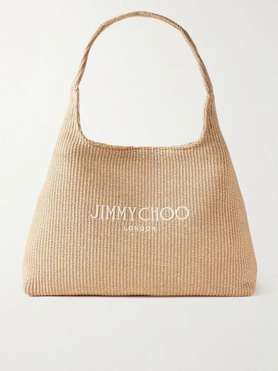 JIMMY CHOO Embroidered raffia tote