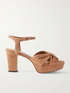 JIMMY CHOO Heloise 80 knotted suede platform sandals