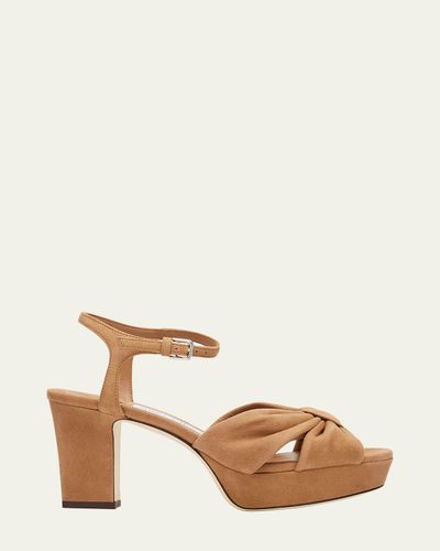 Jimmy Choo Heloise 80mm Suede Platform Sandals