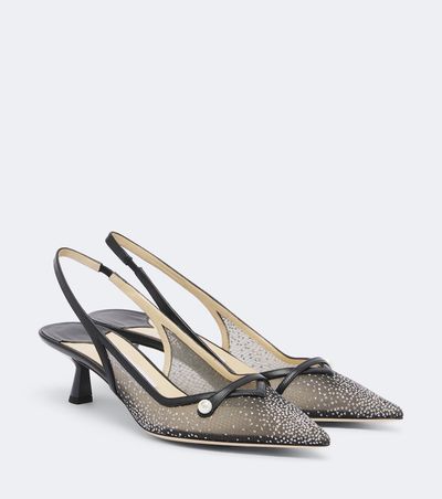 Jimmy Choo Jimmy Choo Amita embellished mesh slingback pumps