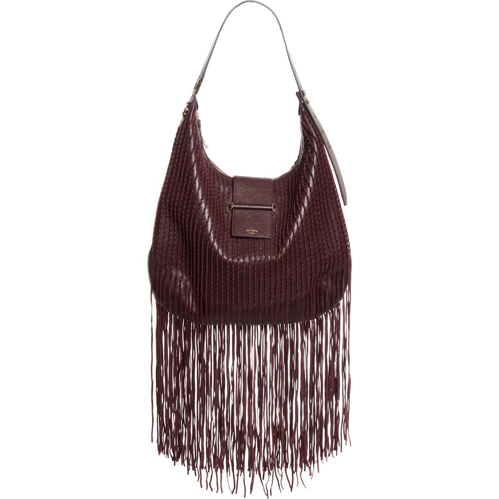 Jimmy Choo Jimmy Choo Bar Medium Leather Fringe Hobo