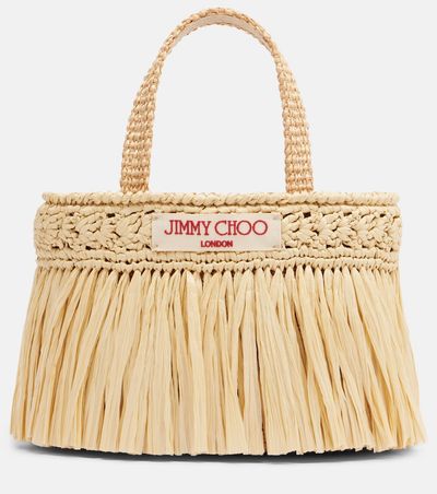 Jimmy Choo Jimmy Choo Beach Mini fringed raffia tote bag