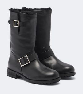 Jimmy Choo Jimmy Choo Biker shearling-lined leather mid-calf boots