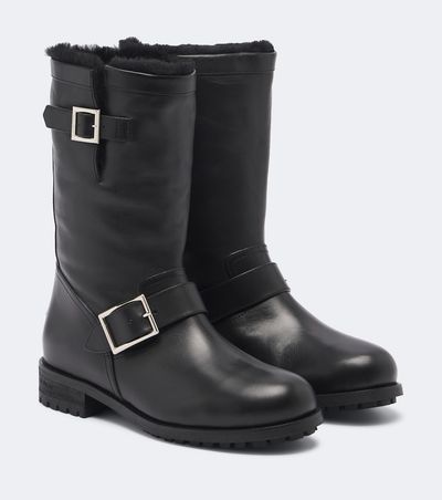 Jimmy Choo Jimmy Choo Biker shearling-lined leather mid-calf boots