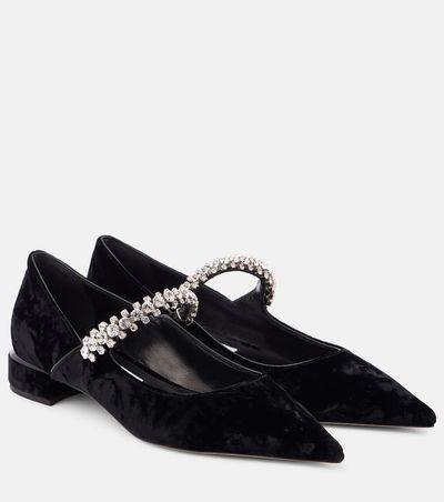 Jimmy Choo Jimmy Choo Bing embellished velvet ballet flats