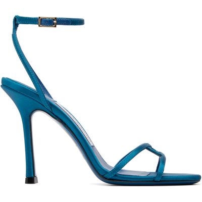 Jimmy Choo Jimmy Choo Blue 1998 Leo 100 Satin Heeled Sandals
